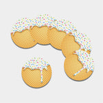 White Ice Cream Melted Print Leather Coaster Set