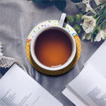 White Ice Cream Melted Print Leather Coaster Set