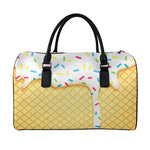 White Ice Cream Melted Print Leather Duffle Bag