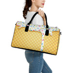 White Ice Cream Melted Print Leather Duffle Bag