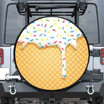 White Ice Cream Melted Print Leather Spare Tire Cover