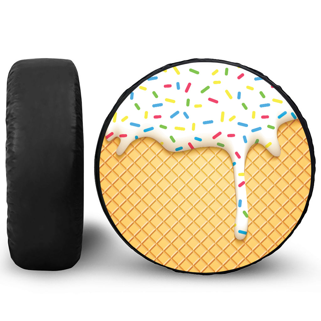 White Ice Cream Melted Print Leather Spare Tire Cover