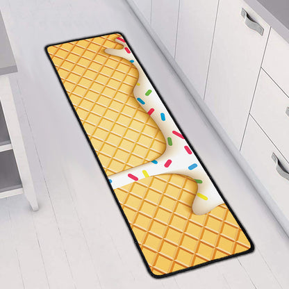 White Ice Cream Melted Print Long Kitchen Mat