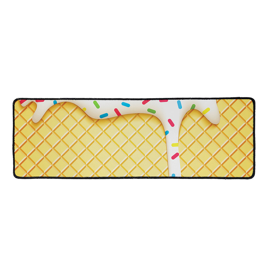 White Ice Cream Melted Print Long Kitchen Mat