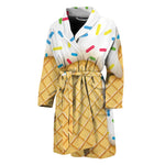 White Ice Cream Melted Print Men's Bathrobe