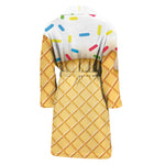 White Ice Cream Melted Print Men's Bathrobe