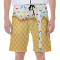 White Ice Cream Melted Print Men's Beach Shorts
