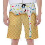 White Ice Cream Melted Print Men's Beach Shorts