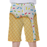 White Ice Cream Melted Print Men's Beach Shorts