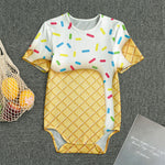 White Ice Cream Melted Print Men's Bodysuit