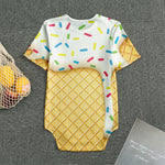 White Ice Cream Melted Print Men's Bodysuit