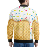 White Ice Cream Melted Print Men's Bomber Jacket