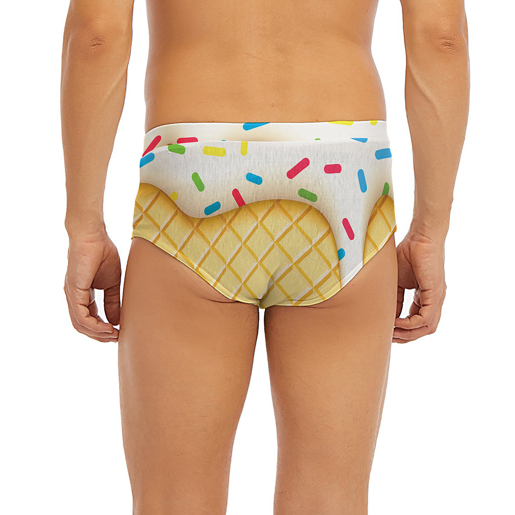 White Ice Cream Melted Print Men's Briefs