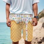 White Ice Cream Melted Print Men's Cargo Shorts