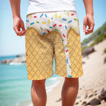 White Ice Cream Melted Print Men's Cargo Shorts