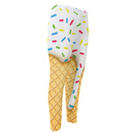 White Ice Cream Melted Print Men's Compression Pants