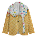 White Ice Cream Melted Print Men's Cotton Blazer