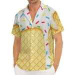 White Ice Cream Melted Print Men's Deep V-Neck Shirt