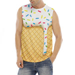 White Ice Cream Melted Print Men's Fitness Tank Top