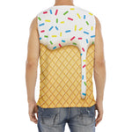 White Ice Cream Melted Print Men's Fitness Tank Top