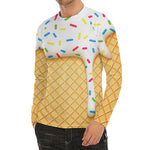 White Ice Cream Melted Print Men's Long Sleeve Rash Guard