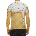 White Ice Cream Melted Print Men's Long Sleeve Rash Guard