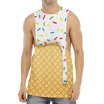 White Ice Cream Melted Print Men's Muscle Tank Top