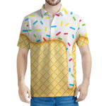 White Ice Cream Melted Print Men's Polo Shirt