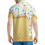 White Ice Cream Melted Print Men's Polo Shirt
