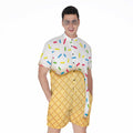 White Ice Cream Melted Print Men's Romper