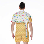 White Ice Cream Melted Print Men's Rompers