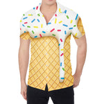 White Ice Cream Melted Print Men's Shirt