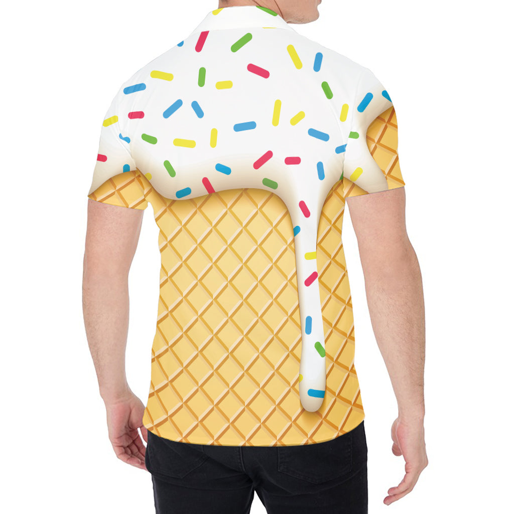 White Ice Cream Melted Print Men's Shirt