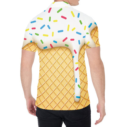 White Ice Cream Melted Print Men's Shirt