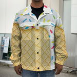 White Ice Cream Melted Print Men's Shirt Jacket