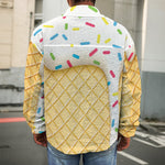 White Ice Cream Melted Print Men's Shirt Jacket