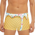 White Ice Cream Melted Print Men's Short Boxer Briefs