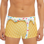 White Ice Cream Melted Print Men's Short Boxer Briefs