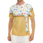 White Ice Cream Melted Print Men's Short Sleeve Rash Guard