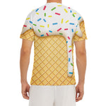 White Ice Cream Melted Print Men's Short Sleeve Rash Guard