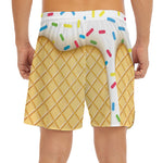 White Ice Cream Melted Print Men's Split Running Shorts