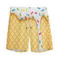 White Ice Cream Melted Print Men's Athletic Shorts