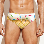 White Ice Cream Melted Print Men's Swim Briefs