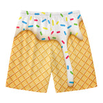 White Ice Cream Melted Print Men's Swim Trunks