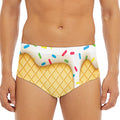 White Ice Cream Melted Print Men's Triangle Swim Briefs