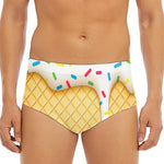 White Ice Cream Melted Print Men's Triangle Swim Briefs