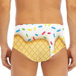 White Ice Cream Melted Print Men's Triangle Swim Briefs