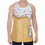 White Ice Cream Melted Print Men's Velvet Tank Top