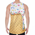 White Ice Cream Melted Print Men's Velvet Tank Top