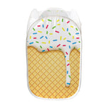 White Ice Cream Melted Print Mesh Laundry Hamper